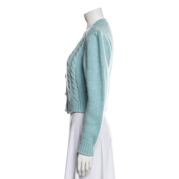 Alessandra Rich Pearl-Embellished V-Neck Cardigan - Picture 7 of 8